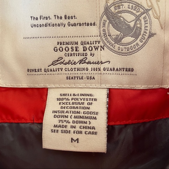 Eddie Bauer Orange Goose Down Puffer Vest - Picture 4 of 5